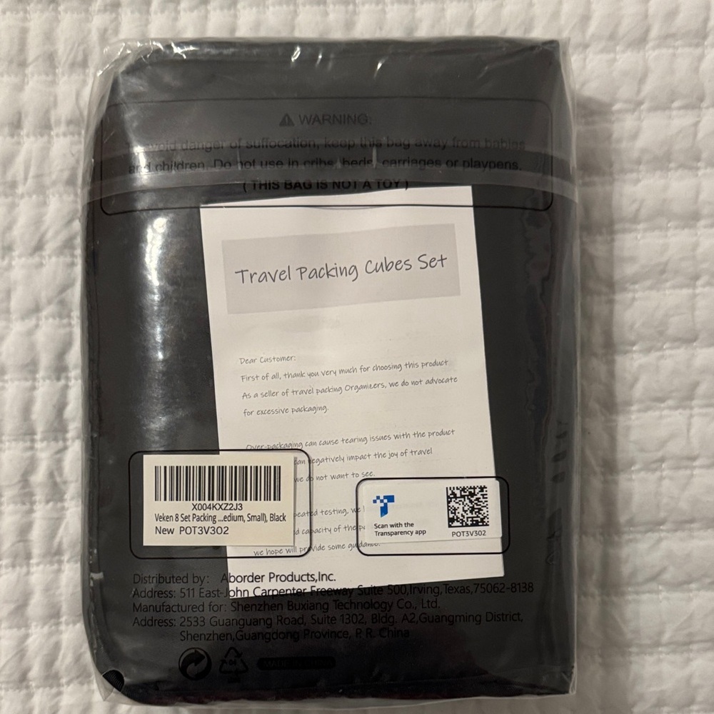 Black Travel Packing Cubes Set